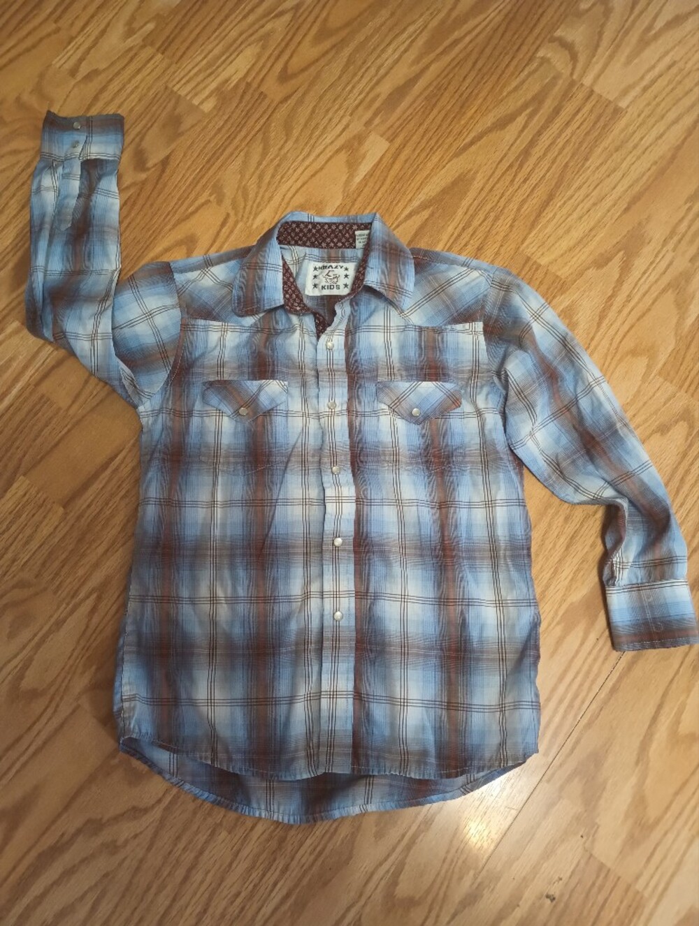 Krazy Kids Pearl Snap Western Shirt. Boy's Large